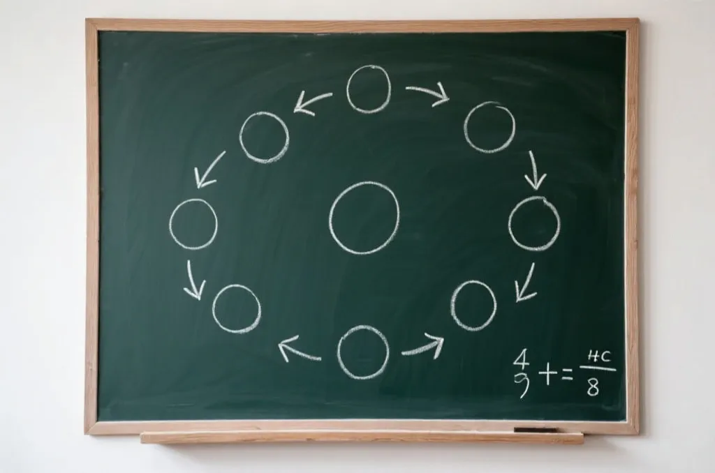 Tactical soccer strategy board with generic mathematical formulas and charts
